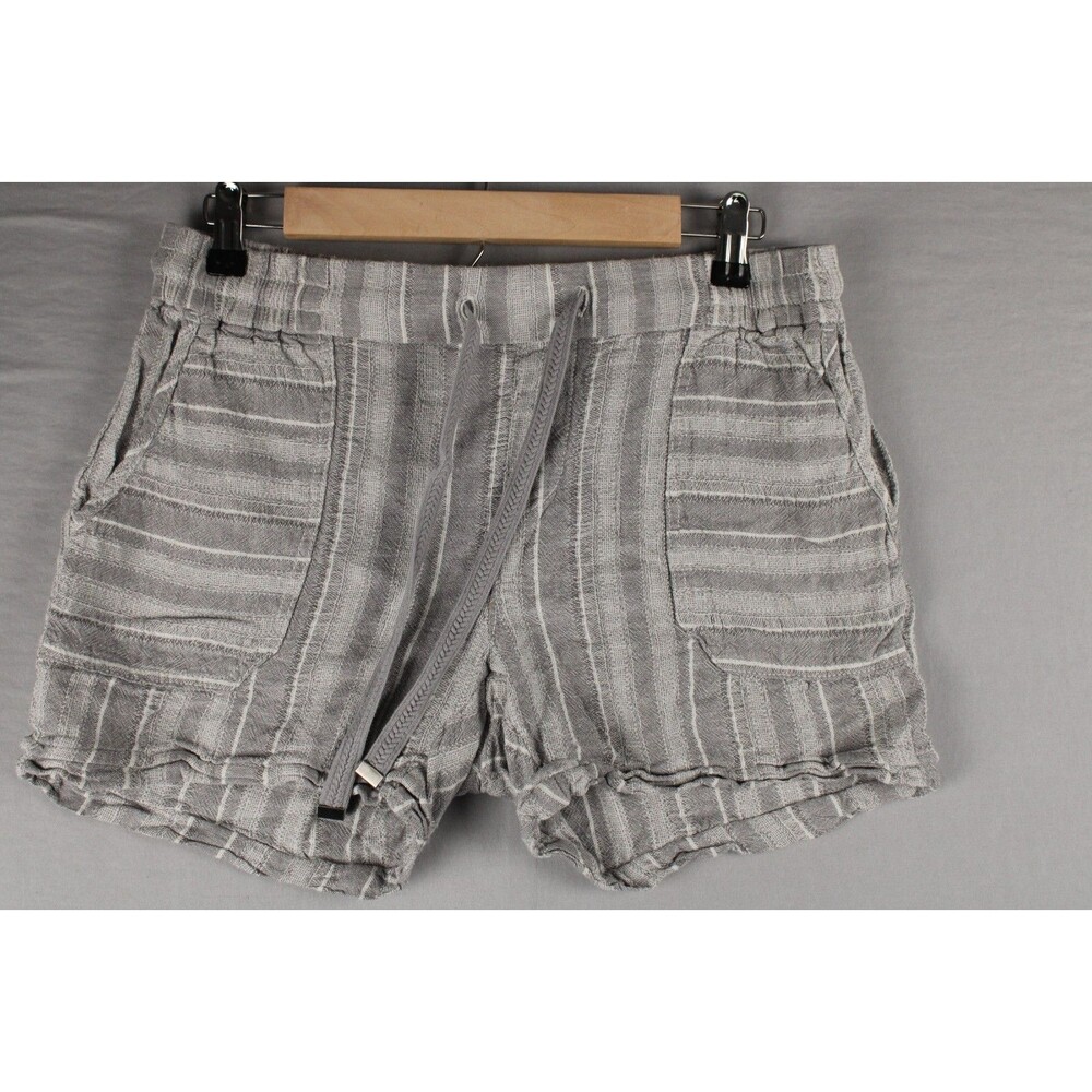 Style & Co. Women's Striped Linen-Blend Shorts Small Grey Stripe Combo